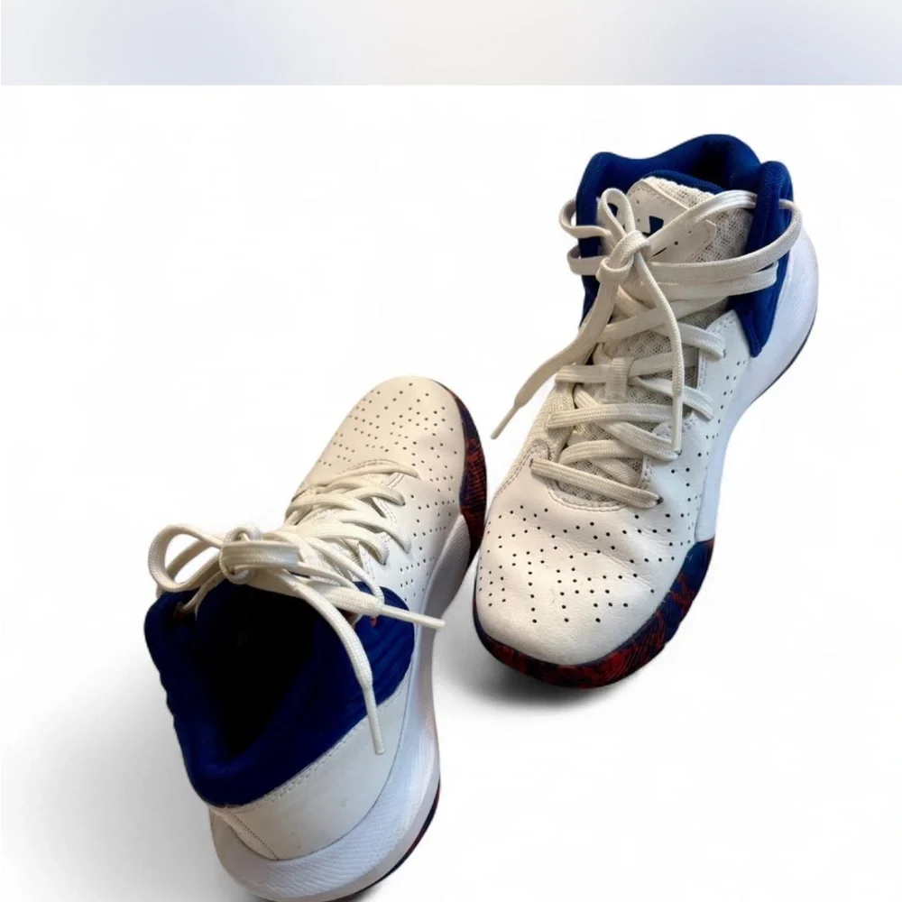 Under Armour Kids White and Blue Sneakers